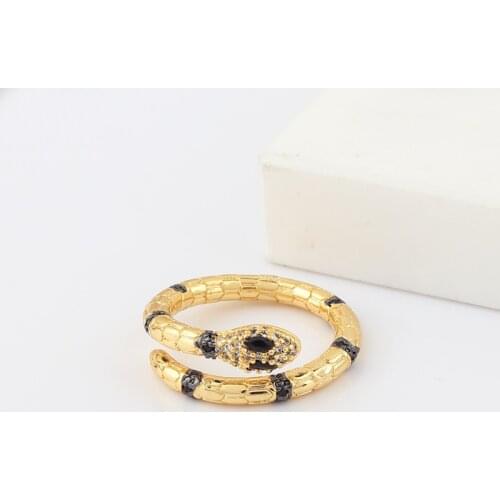 Fashion Metal Snake Adjustable Ring for Women Exquisite Shiny Cubic Zirconia Finger Ring Copper Gold Jewelry Gift 2021