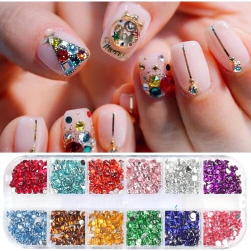12 grid 3mm resin diamond AB flat bottom diamond color round diamond jewelry set nail decoration