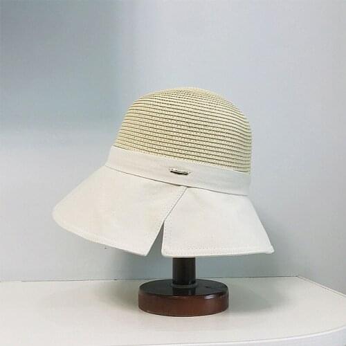 Panama 2021 Womens Summer Hat Wide Brim Bucket Hat Bow Sun Protection Cap for Girls Female Beach Hat Foldable Sun Straw Hats