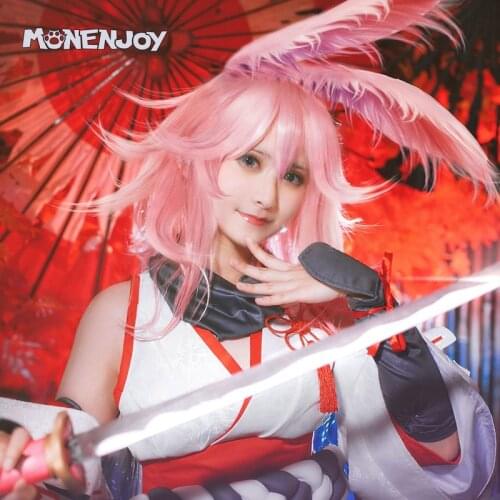 Monenjoy Honkai Impact 3 Yae Sakura Cosplay Wig Gyakushinn Miko Pink Cos Hair