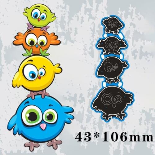 43*106mm FOUR CUTE BIRDS Metal Cutting Dies and Stamps Stencil for DIY Scrapbooking Photo Album Embossing Paper Card