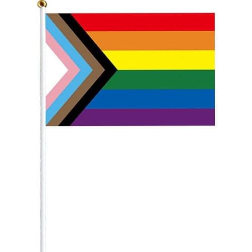 10pcs Rainbow Flag Gay Hand Flag Rainbow Stick Flag Handheld Rainbow Flags On Sticks Gay Pride Party Decor Polyester excitement