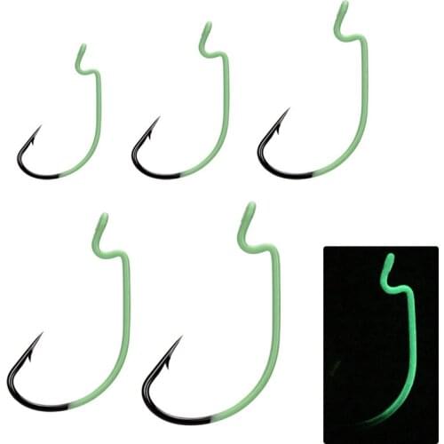 Fishing hooks 10pcs Luminous jig head crank hook Bass fish hook for Soft Worm Bait Crankbait carp Fishing Tackle accessories
