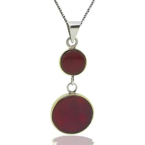 Silver Round Agate Stone Authentic Lady Necklace