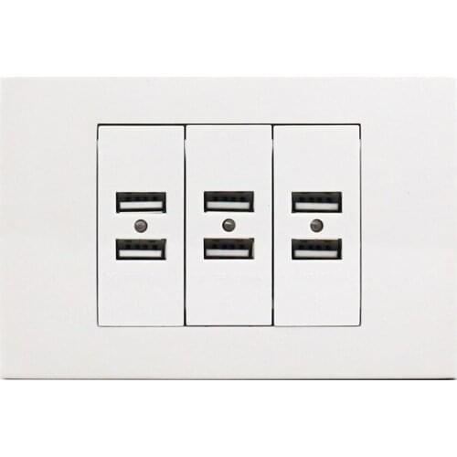 US / AU Standard Wall Socket 6 USB Charger Port for Mobile With Indicator 118mm*80mm
