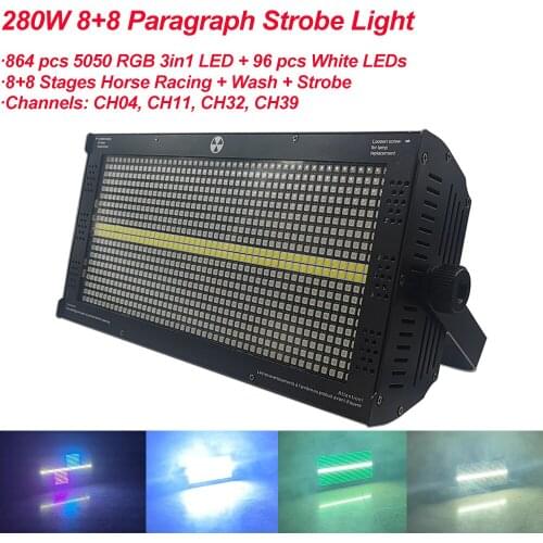 280W LED 8+8 Paragraph Strobe Light White Color Disco Bar Nightclub Show Stage Lighting Martin Strobe DJ Party Lights