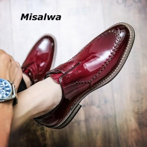 Misalwa Oversize 47 48 Buckle Strap Oxford Men Dress Shoes Red Business Office Men Formal Leather Shoes Dropshipping