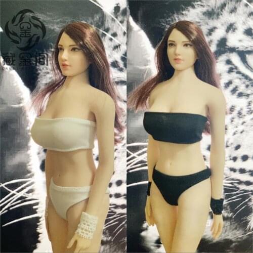 In stock 1:6 female soldier clothes black and white lace garter Siamese stockings movable doll suitable for 12-inch female model