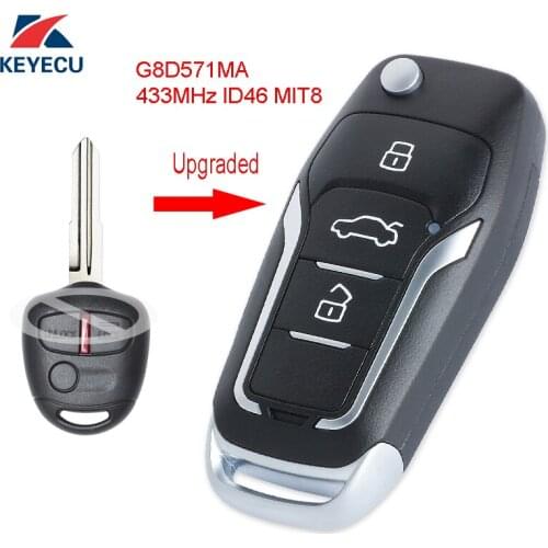 KEYECU Replacement Upgraded Flip Remote Car Key Fob 433MHz ID46 for Mitsubishi Pajero NS and NT Series 11/2006 - 2014