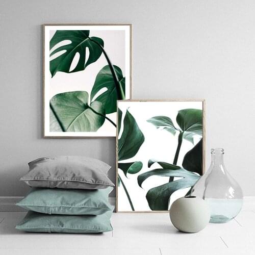 Green Leaves Plant Art Canvas Painting Monstera Botanical Posters And Prints Art Wall Pictures For Living Room Home Decoration