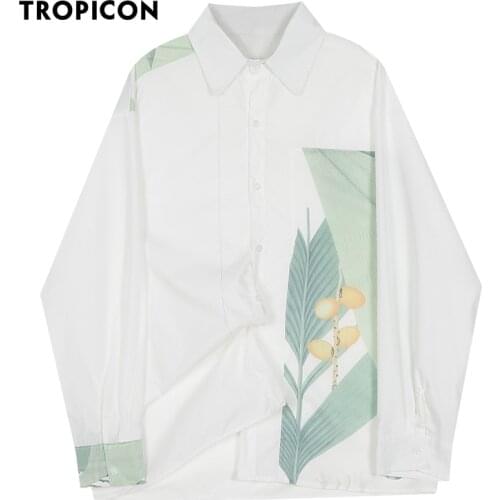 TROPICON Fall 2019 White Blouse Patchwork Floral Print Long Sleeve Button Up Shirt Casual Tops For Women Clothing