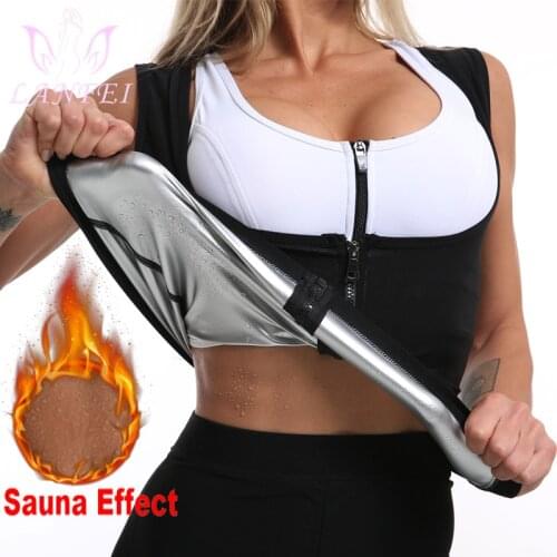 LANFEI Sweat Sauna Tops Zipper Vest Fat Burning Waist Trainer Body Shaper Corsets for Women Slimming Workout Fitness Shapewear