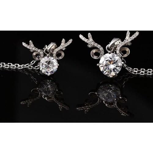 Antlers S925 Sterling Silver Necklace for Women 1ct-2ct Moissanite Pendant D Color Full Diamond Classic Fine Jewelry