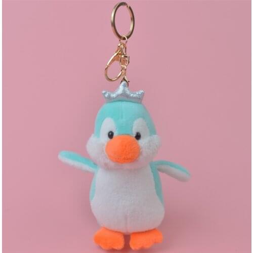 1pc 10CM Lovely Penguin Plush Doll Fluffy Faux Fur Key Chain Rings Pompon Keychain Car Women Bags Charms Jewelry For Gift