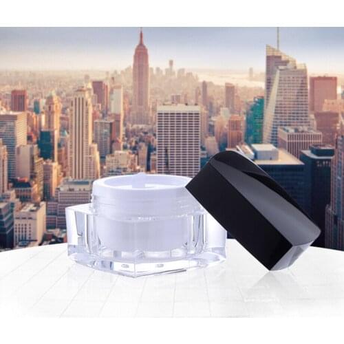 100pcs/lot 15g 30g square acrylic cream jar packaging bottle with black lid