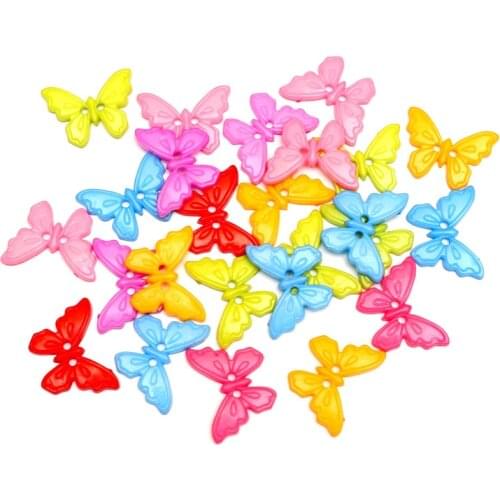 100Pcs Mixed Butterfly Acrylic Sewing Buttons For Clothes Scrapbooking Botones Decorativos Needlework DIY Accessories 22x16mm