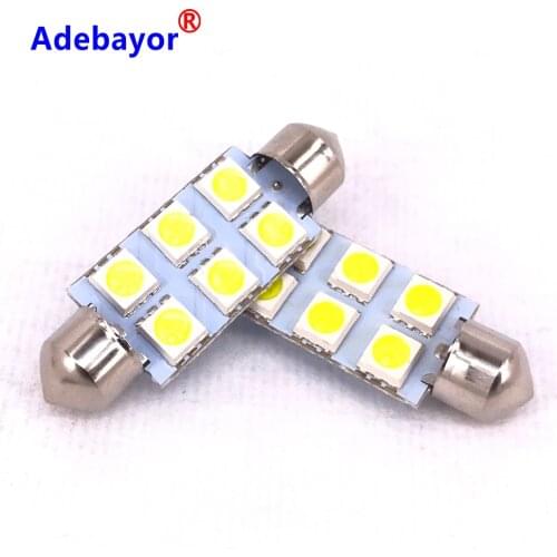 100X White Festoon Led Dome light 5050 SMD 6 LED C5W Car Auto Interior Door Light Bulb 12V Reading Light Map Lamp 31/36/39/42mm