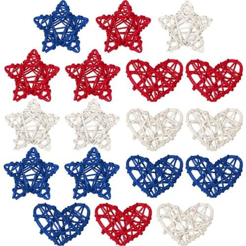 18 Pcs Star Heart Shaped Rattan Wicker Balls Decoration,for Home Decor DIY Vase Filler Ornament Wedding Table Decor