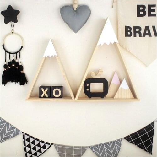 2Pc/Lot Nordic Ins Wooden Storage Shelf Creative Wall Hanging Trigon Storage Book Shelf Home Kids Baby Room DIY Decor Shelves