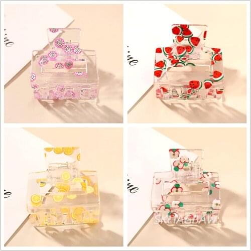 2021 New Hair Clip Women Claw Clip Cute Fruit Print Crab for Hair Girls Hairclip Hair Accessories Fashion Hair Claw Barrettes