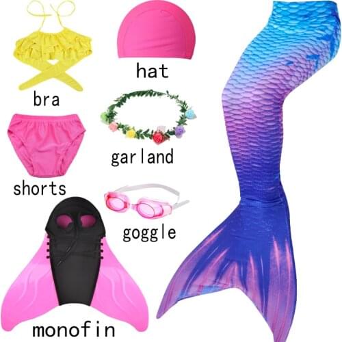 New 3pcs Children Girls Mermaid Tails For Swimming Children Swimsuit Mermaid Swimwear Tails Party Swimsuit Bikinigirl Sets