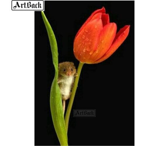 5d diamond painting tulip mouse full square / round flower diamond mosaic diy 3d canvas diamond embroidery crafts