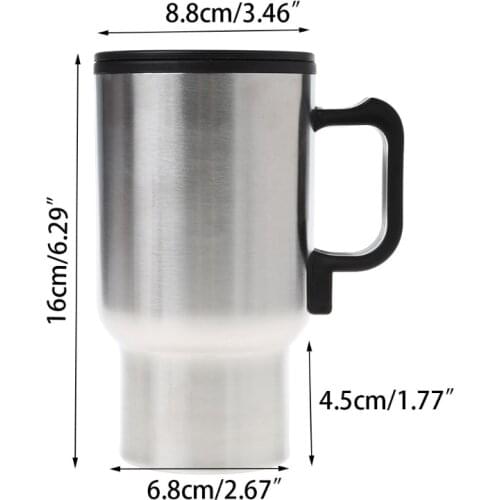 12V Car Heating Cup Stainless Steel Travel Electric Kettle Insulated Heated Thermos Mug