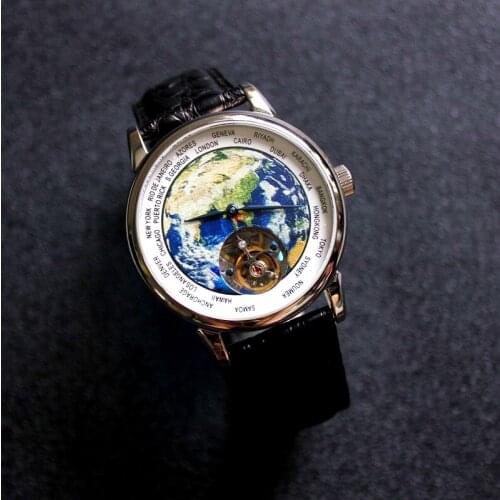 Tourbillon Watch High-end 3D Enamel Dial Top ST8000 Movement Hand Wind Male Clock Luxury Sport Mechanical Watches Men As Gift