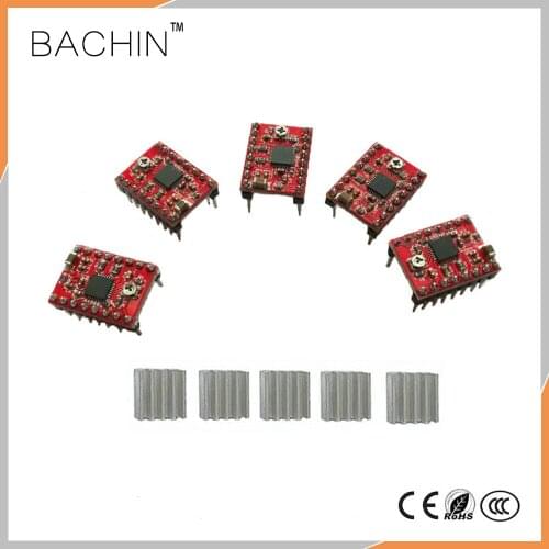 5pcs A4988 Stepper Motor Drivers 3D Printer Parts Laser Cutter Engraver Part Control Board PCB Module Driver With Heat Sink