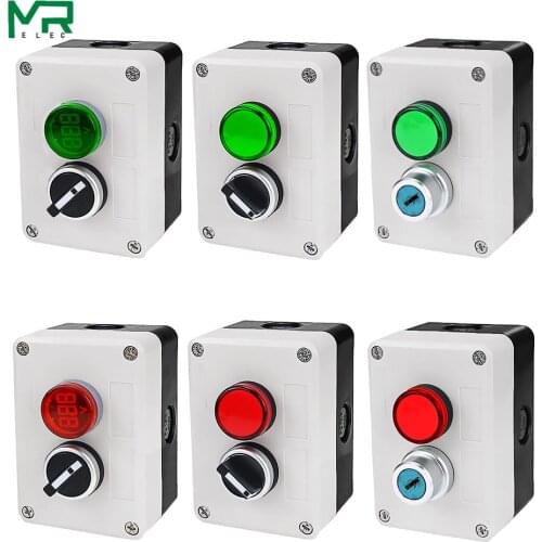 NEW 2 holes start stop self sealing waterproof button switch 220V with indicator light Electrical industry stop switc