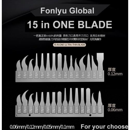 Fonlyu Global 15 in one Blades From Handmade For iPhone Motherboard Glue Remover/IC chips Fix /CPU Fix Repair Tool