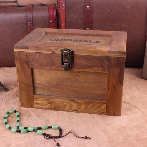 Hot zakka grocery wood wooden lockable storage box large wooden storage secret documents Cosmetics factory sales