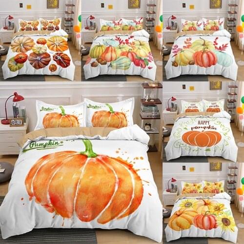 Halloween Theme Bedding Set Comforter Cover Pumpkin Duvet Bedspread With Pillow Cases