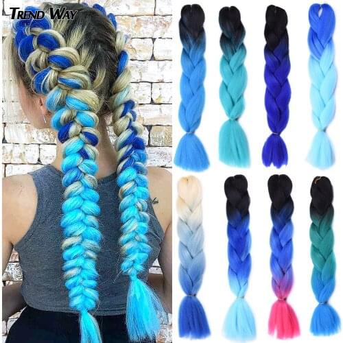 Trend Way 24Inch Synthetic Hair Long Jumbo Braid Hair Heat Extensions Box Braids For Woman Pink Purple Yellow Green Hair