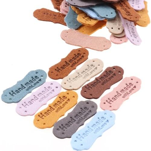 40/50 Wholesale Hand Made PU Leather Labels Tags For Clothes Hand Made Sewing Knitting Label Gift/Bag Shoes Decoration Supplies