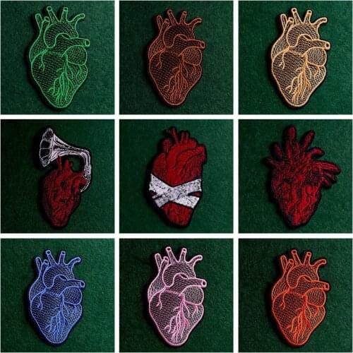 Iron On Patch Heart Patch Embroidery Patches For Clothes Stripes DIY Heart-Shaped Badges Patches On Clothing Stickers Decor