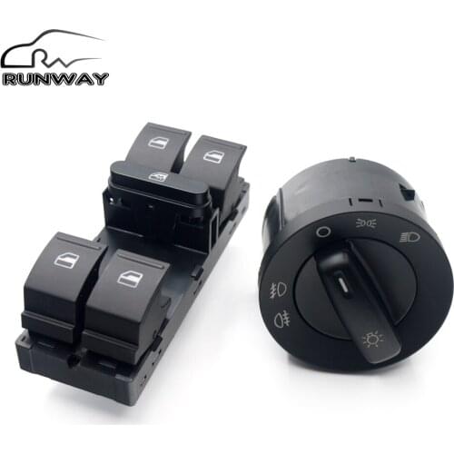 Headlight Switch Window Control Switch Button For Volkswagen VW Jetta mk5 golf 5 6 Tiguan Passat B6 CC Caddy Touran 2PCS/SET