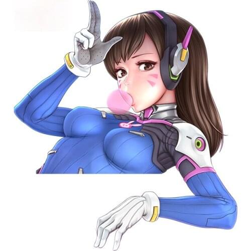 Personality Overwatch D.Va Anime Car Stickers Personality Laptop Cartoon Decal for Surfboard VAN Refrigerator Apply To Car Door