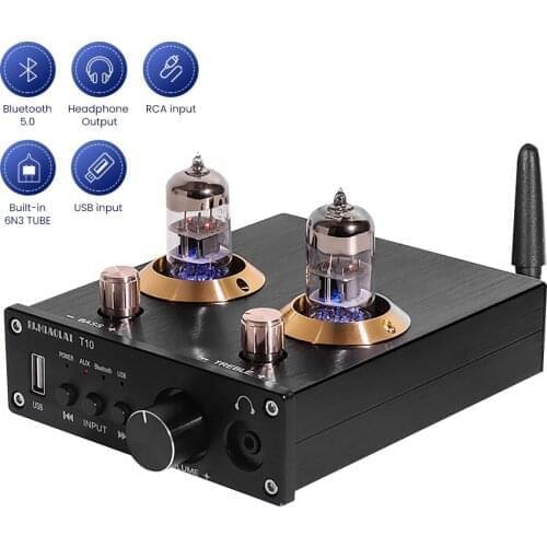 PJ.MIAOLAI HiFi TPA3116 Bluetooth 5.0 6N3 Vacuum Tube RCA Audio U Disk Headphone Amplifier For Home Theater DIY