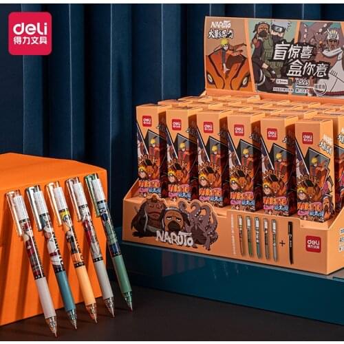 Deli Pens 1pcs Pen 3pcs Refills Kawaii Naruto Pens for School Supplies Cute Anime Stationery Japanese Supplies Cool Kids Prizes