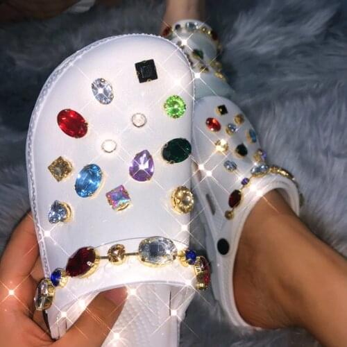 Summer Women Jewelry Slippers Shoes Clogs Platform Garden Shoes Beach Sandals Antiskid Flip Flops Fashion Slippers For Women