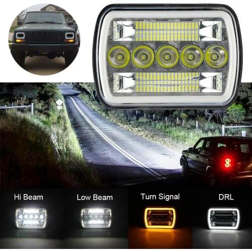 7x6" 5x7" Universal Car LED Headlight IP67 Waterproof DRL Turn Signal High Low Beam Car Light Lamp for Jeep Wrangler GMC Ford