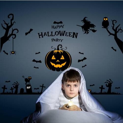 Pumpkin Halloween Kids Wall Decorable Waterproof Bedroom Living Room Window Glass Decorative Wall Sticker Decal