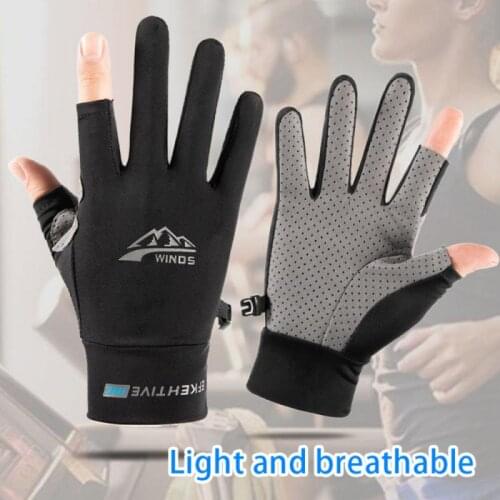 Unisex Fitness Sports Gloves Protection Cycling Half Finger Gloves Anti-skid Breathable Touch Screen 2 Cut Finger Fishing Gloves