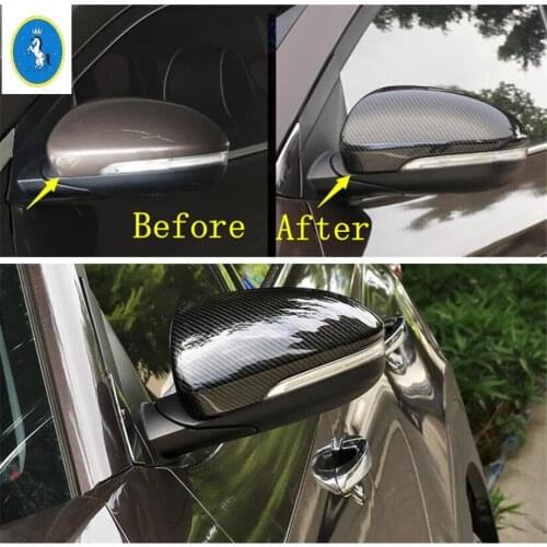 Yimaautotrims Auto Accessory Side Door Rearview Mirrors Cover Trim Fit For Hyundai Tucson 2016 - 2020 ABS Chrome / Carbon Fiber