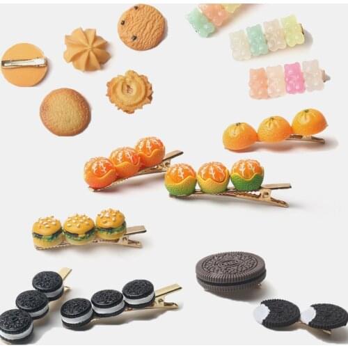 Girls Biscuit Orange Bear Cookie Hair Ornament Fashion Hair Accessories Side Top Hair Clips Cute Creative Hairpin Headdress