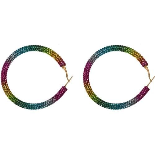 2020 New Fashion Bling Hoop Earrings For Women Colorful Crystal Hollow Round Circle Dangle Earings Jewelry Gift For Wedding