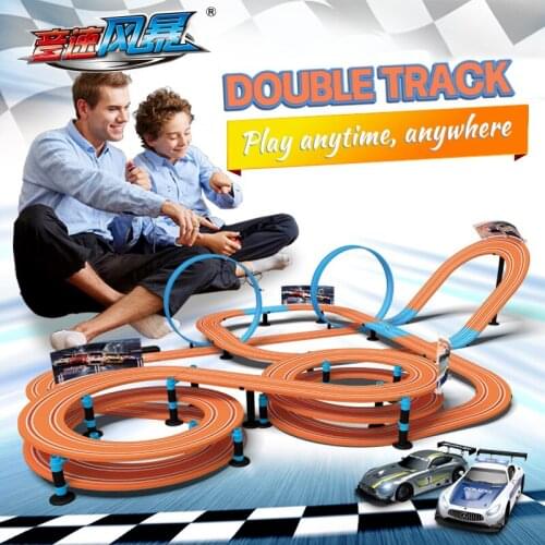 1:64 Scale Electric Racing Track Toy DTR-03 Assembled Colored Rail Track Racing Autorama Slot Car Circuit Children Boys Toys