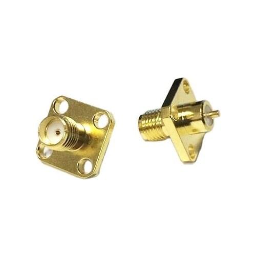 1pc NEW SMA Female Jack RF Coax Modem Convertor Connector 4-hole flange Solder Post Straight Goldplated wholesale