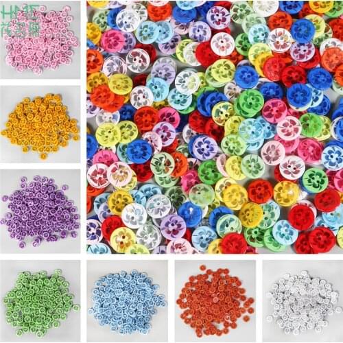 100Pcs/lot 14MM Transparent Colorful Flower Patterns Dyed Resin Buttons Coat Boots Sewing Clothes Accessories Decoration Button